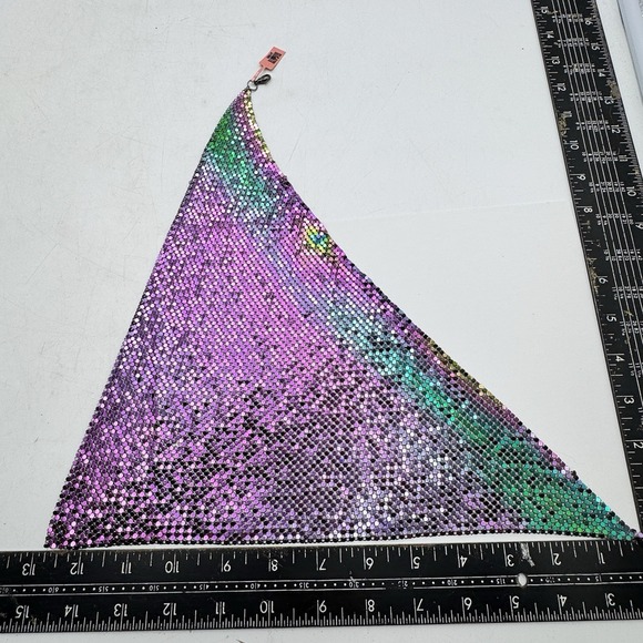 Lady Metal Triangle Scarf Necklace Choker Party Purple Shiny Bling Club Scarf - Picture 12 of 14